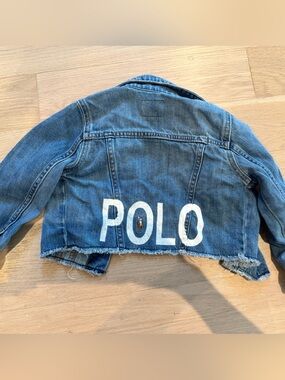 Ralph Lauren Girls Blue Denim Jacket with Raw-Hem